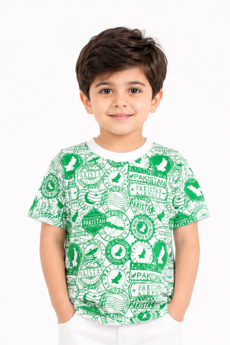 Pakistan Passport Stamp Kids Cotton Jersey T-Shirt