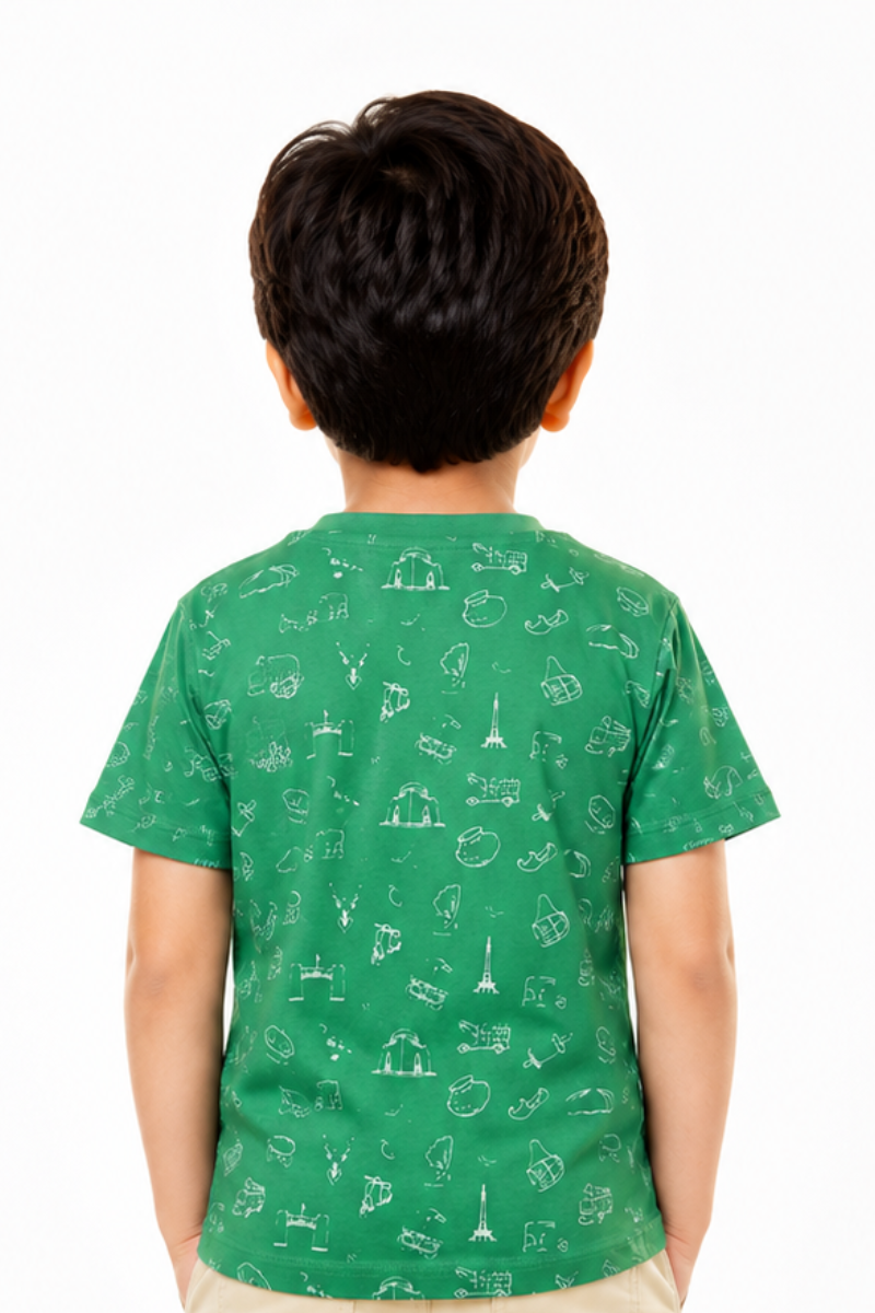 Kids Pakistan Green Graphic T-Shirt