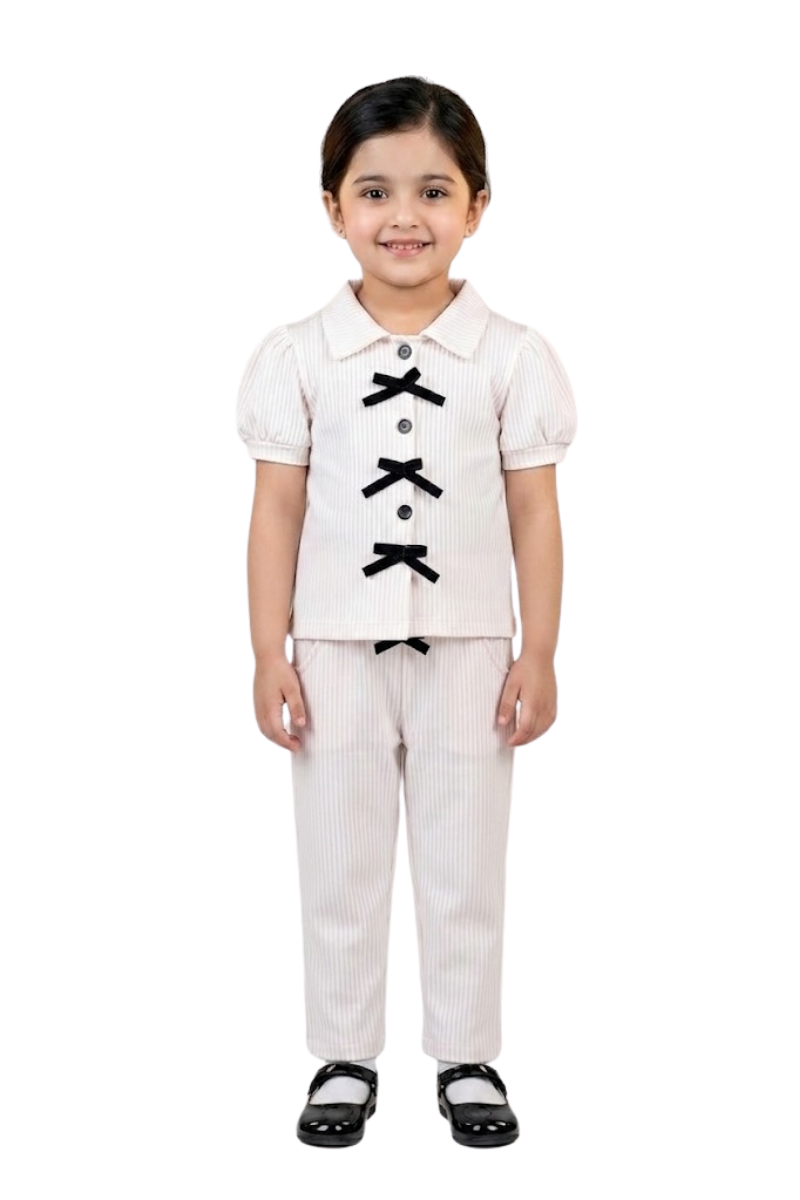 Preppy Striped 2-Piece Pant Set for Girls