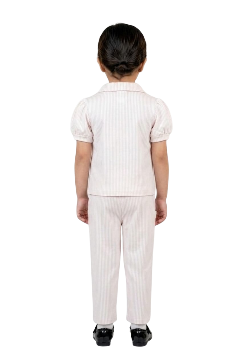 Preppy Striped 2-Piece Pant Set for Girls