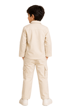 Boys Safari Cargo Co-Ord Set – Beige | Jersey Cotton 2-Piece Outfit