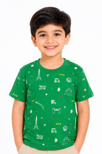 Kids Pakistan Doodle Print T-Shirt | Faith Unity Discipline | Cotton Jersey Tee