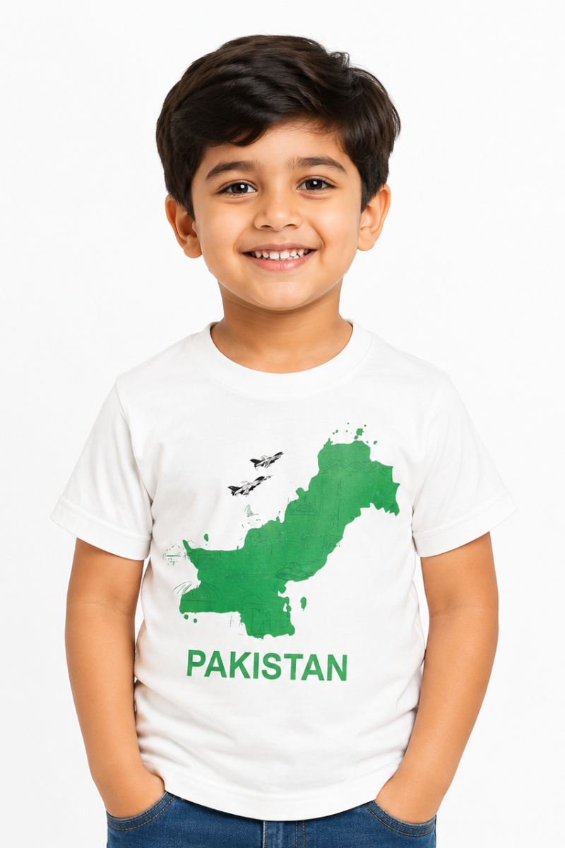 Kids Pakistan Map T-Shirt | Jets Flying Over Pakistan