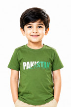 Kids Pakistan Graphic Cotton Jersey T-Shirt – Green Half Sleeve Casual Tee