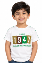 Kids 14 August Pakistan Independence Day T-Shirt | 1947 Printed Cotton Tee for Boys