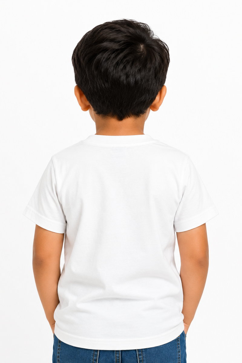 Kids 14 August Pakistan Independence Day T-Shirt | White Cotton Jersey Tee
