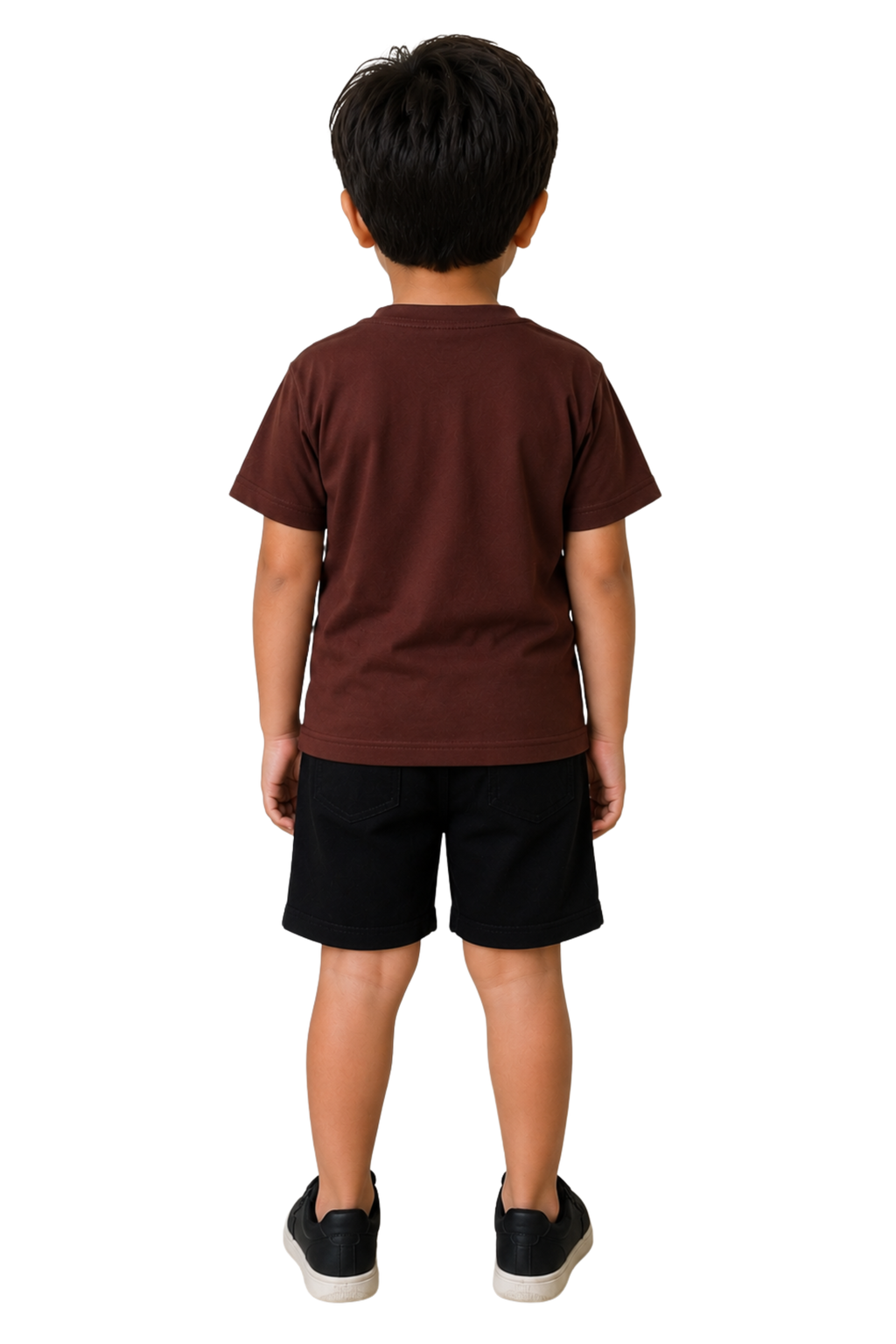 Brown Teddy Bear Graphic T-Shirt with Black Shorts Set