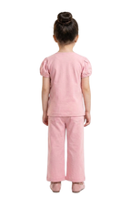 Girls Pink Jersey Cotton & Woven Bow Detail Co-Ord Set