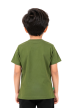 Pakistan 14 August Kids T-Shirt - Olive Green Cotton Jersey