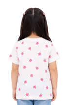 Meri Pehchan Pakistan Girls T-Shirt - White Floral Cotton Jersey