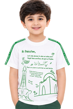 Hi Pakistan Kids T-Shirt - White Cotton Jersey | 14 August Independence Day Graphic Tee