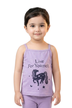 Girls Lavender Jersey Cotton Camisole Top – Unicorn Print