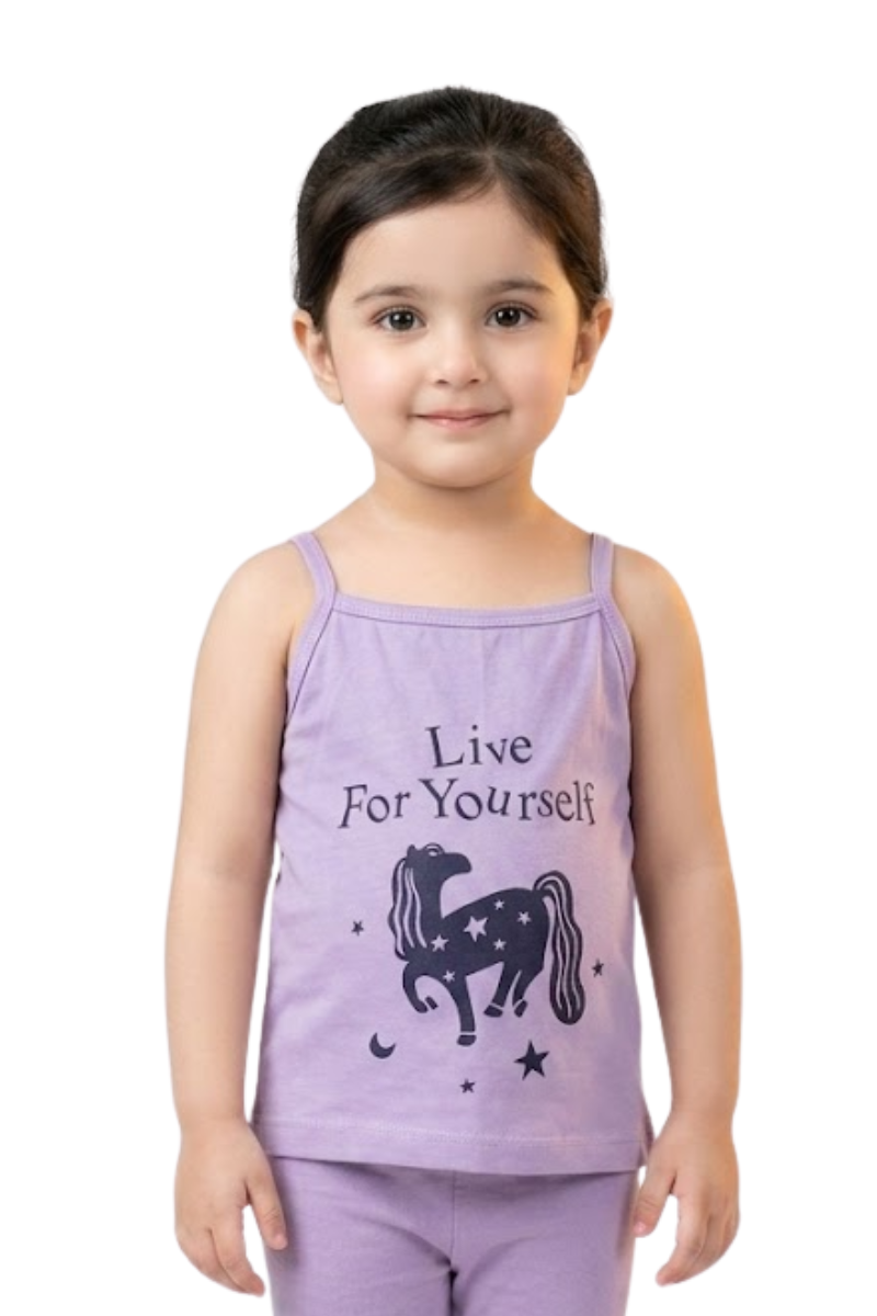 Girls Lavender Jersey Cotton Camisole Top – Unicorn Print