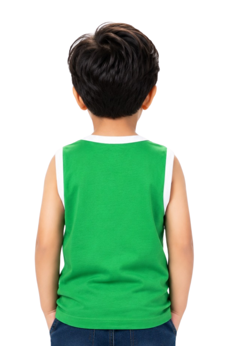 Pakistan Landmarks Kids Sleeveless T-Shirt - Green Cotton Jersey