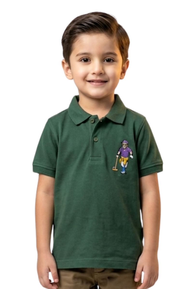Kids Green Polo Shirt with Embroidery – Casual Summer Wear
