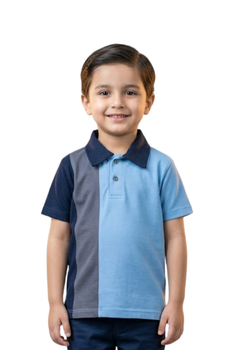 Kids Tri-Tone Polo Shirt – Classic Casual Fit