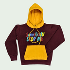 Playful "Somebody STOP ME" Colorblock Hoodie