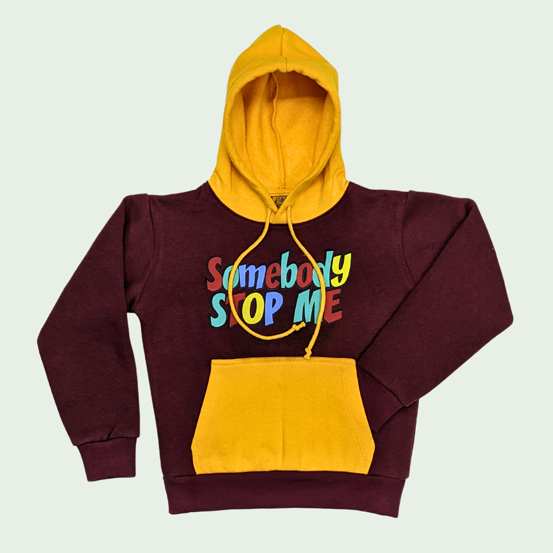 Playful "Somebody STOP ME" Colorblock Hoodie