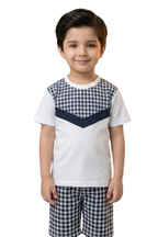 Boys Summer Houndstooth Co-Ord Set – Casual T-Shirt & Short