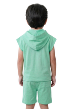 Sage Green Short Sleeve Hoodie & Shorts