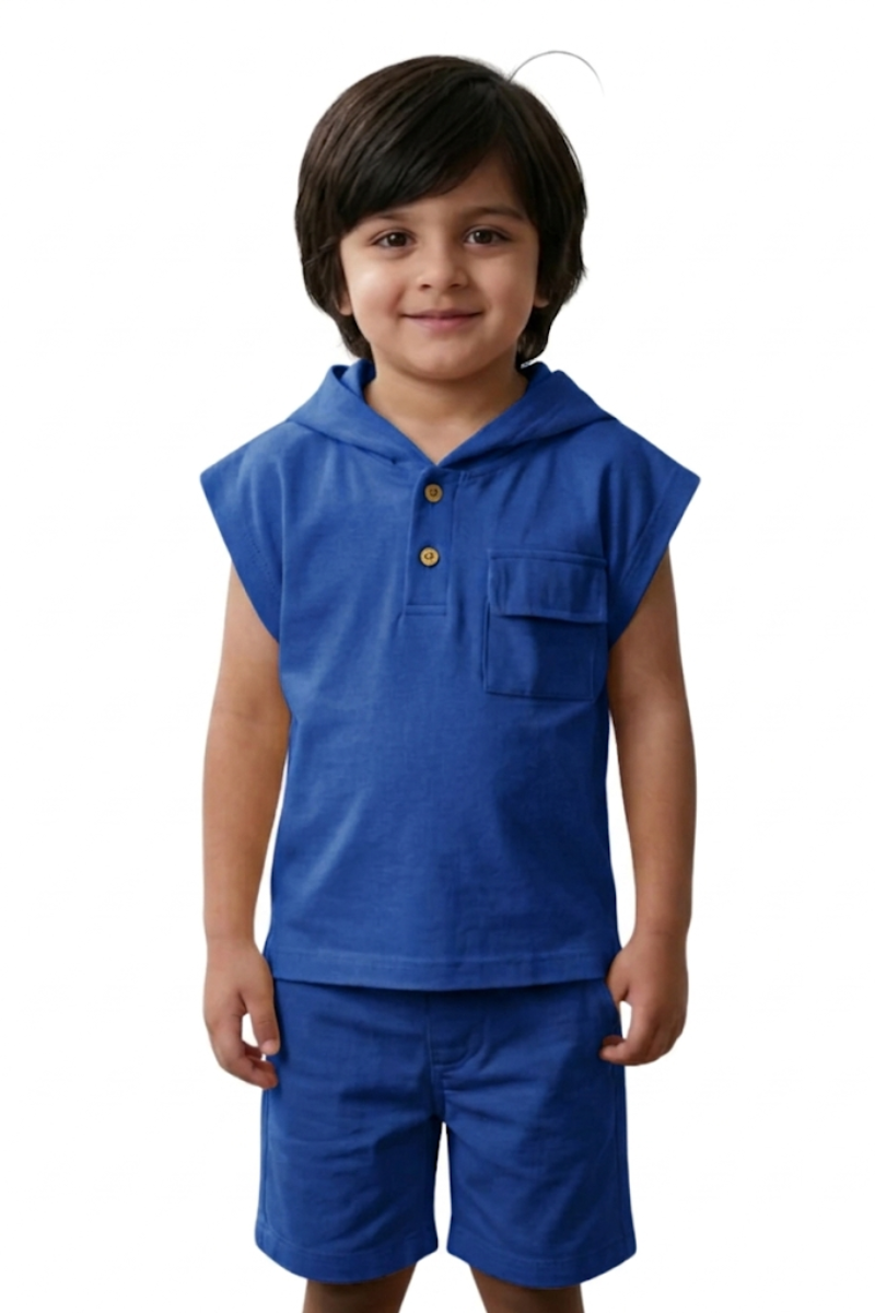Boys' Royel Blue Hooded Short Set