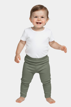 Olive Green Ribbed Full-Length Leggings