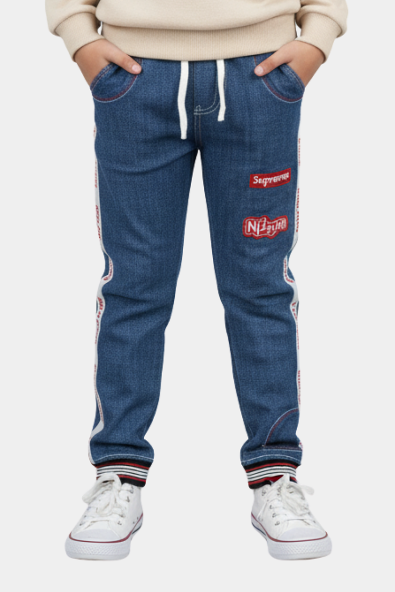 Street-Ready Denim Joggers for Kids