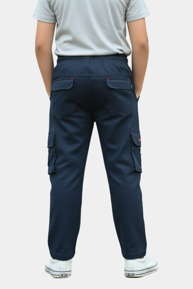 Kids' Navy Blue Sporty Cargo Joggers