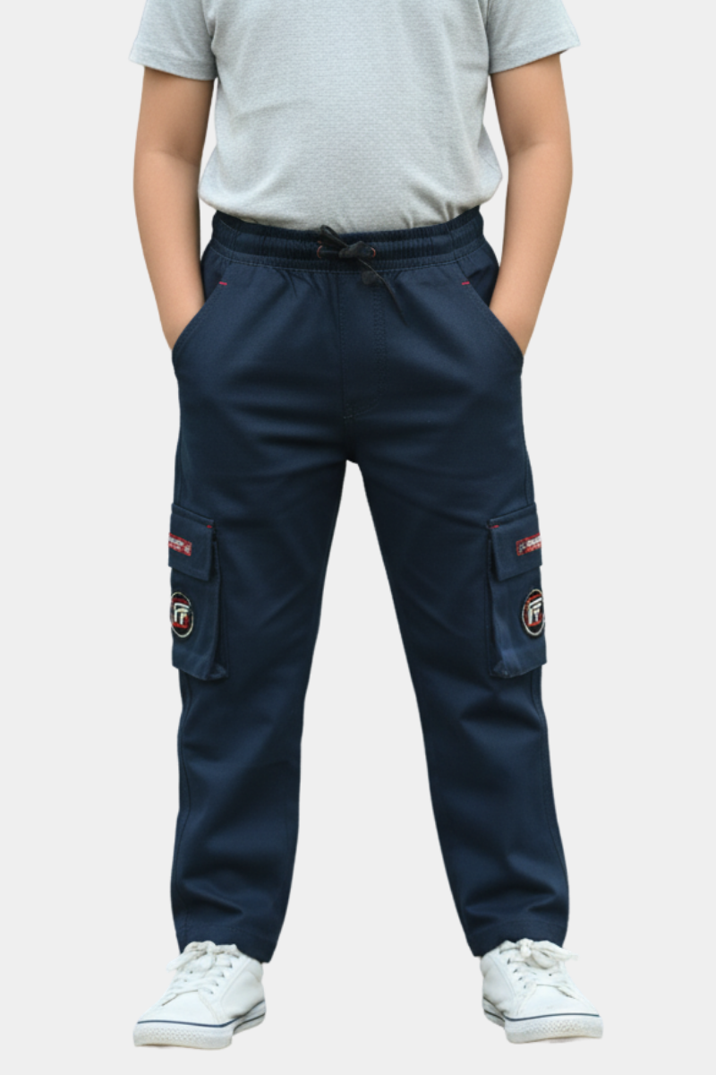Kids' Navy Blue Sporty Cargo Joggers