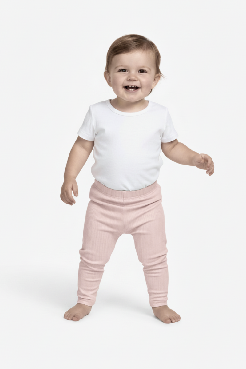 Soft Ribbed Baby Pink Leggings