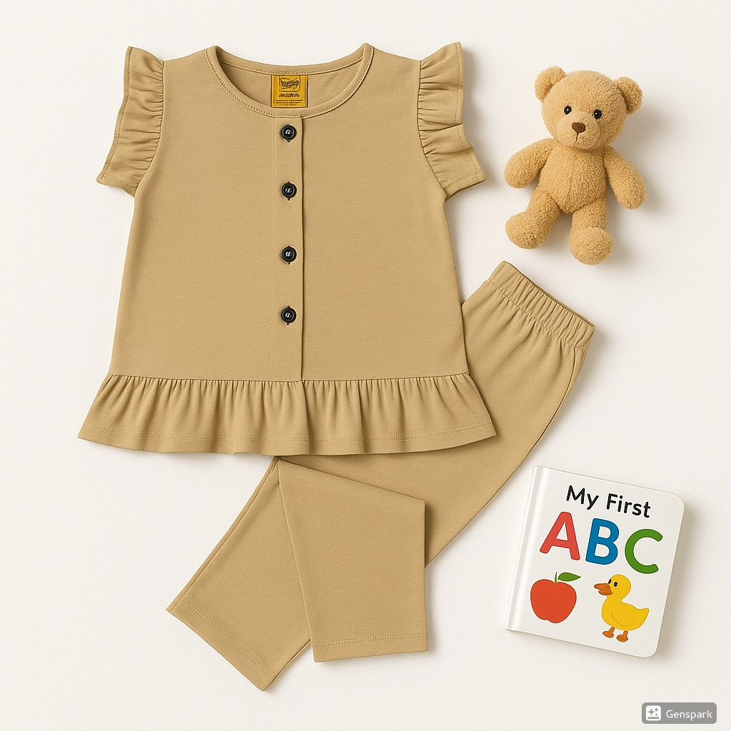 2-Piece Toddler Girls Chic Sand-Hued Top & Pants Set