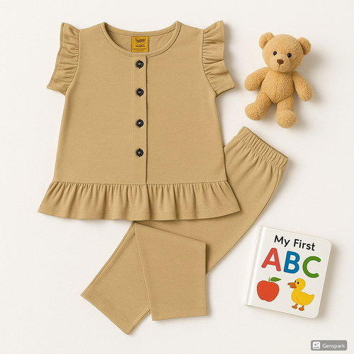 2-Piece Toddler Girls Chic Sand-Hued Top & Pants Set