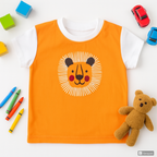 Boys 2-Piece Summer Set – Orange Lion T-Shirt & Black Shorts