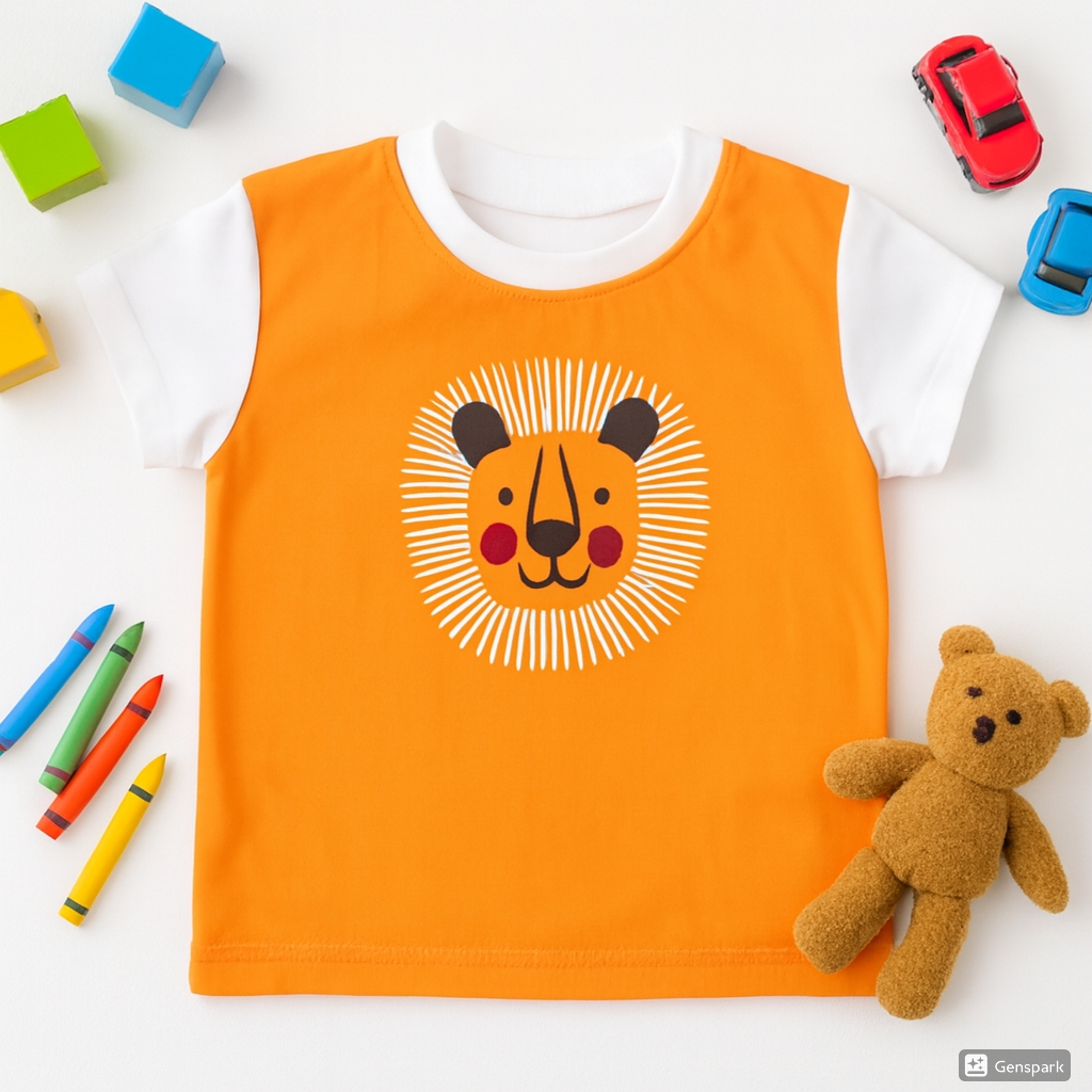 Boys 2-Piece Summer Set – Orange Lion T-Shirt & Black Shorts