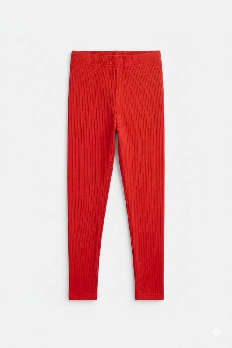 Soft Ribbed Red Ankle Leggings