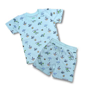 Seaside all over printed white suit for kids