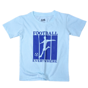 BOYS HEAVY COTTON JERSEY 2 PIECE SUITE FOOTBALL PRINTED - SKY BLUE