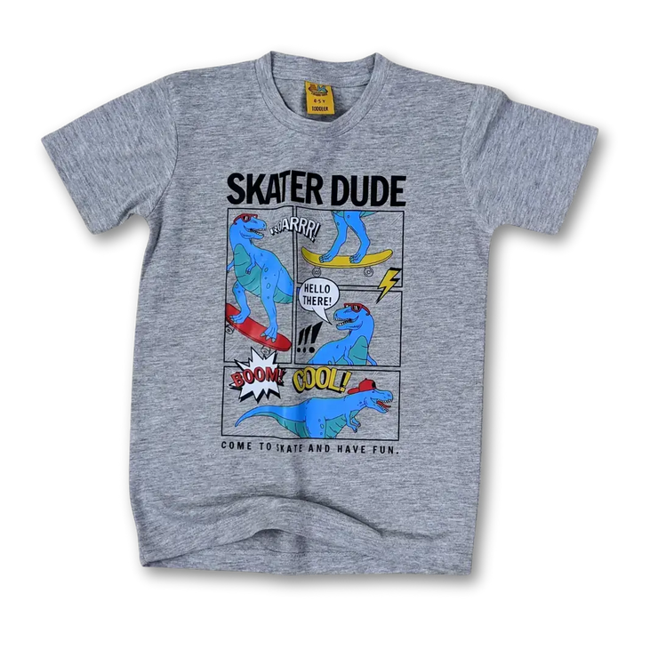 Skater Dude Dino Haider Grey  Printed Tee