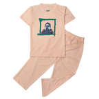 BOYS LYCRA JERSEY 2 PIECE SUITE PRINTED - PEACE COLOR