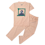 BOYS LYCRA JERSEY 2 PIECE SUITE PRINTED - PEACE COLOR