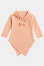 Girls' Elegant Peach Asymmetrical Tunic – Stylish & Cozy