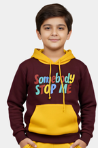 Playful "Somebody STOP ME" Colorblock Hoodie