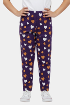 GIRLS ALL OVER PRINTED HEART PAJAMA - PURPLE