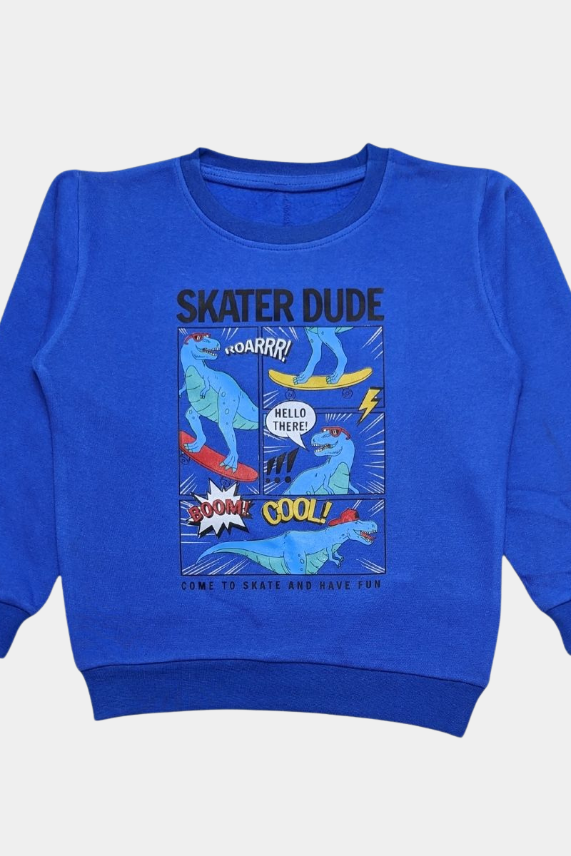 Boys Casual Drop-shoulder Sweatshirt - BLUE