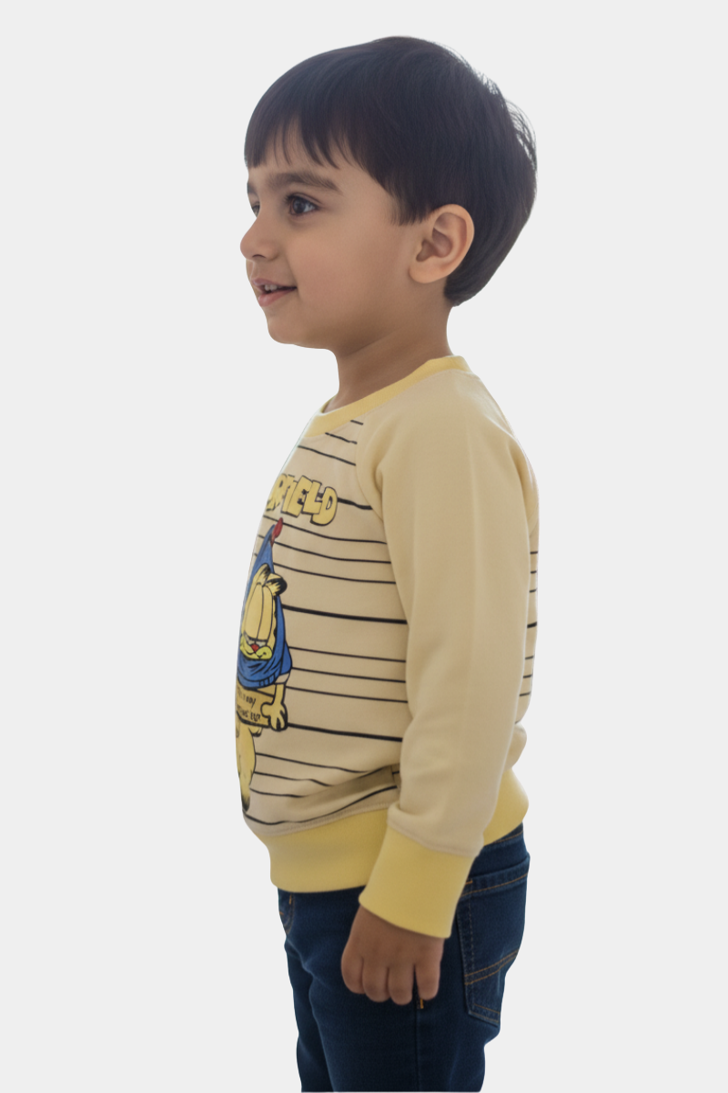 Funny Garfield "Protest Sign" Yellow Sweatshirt for Kids