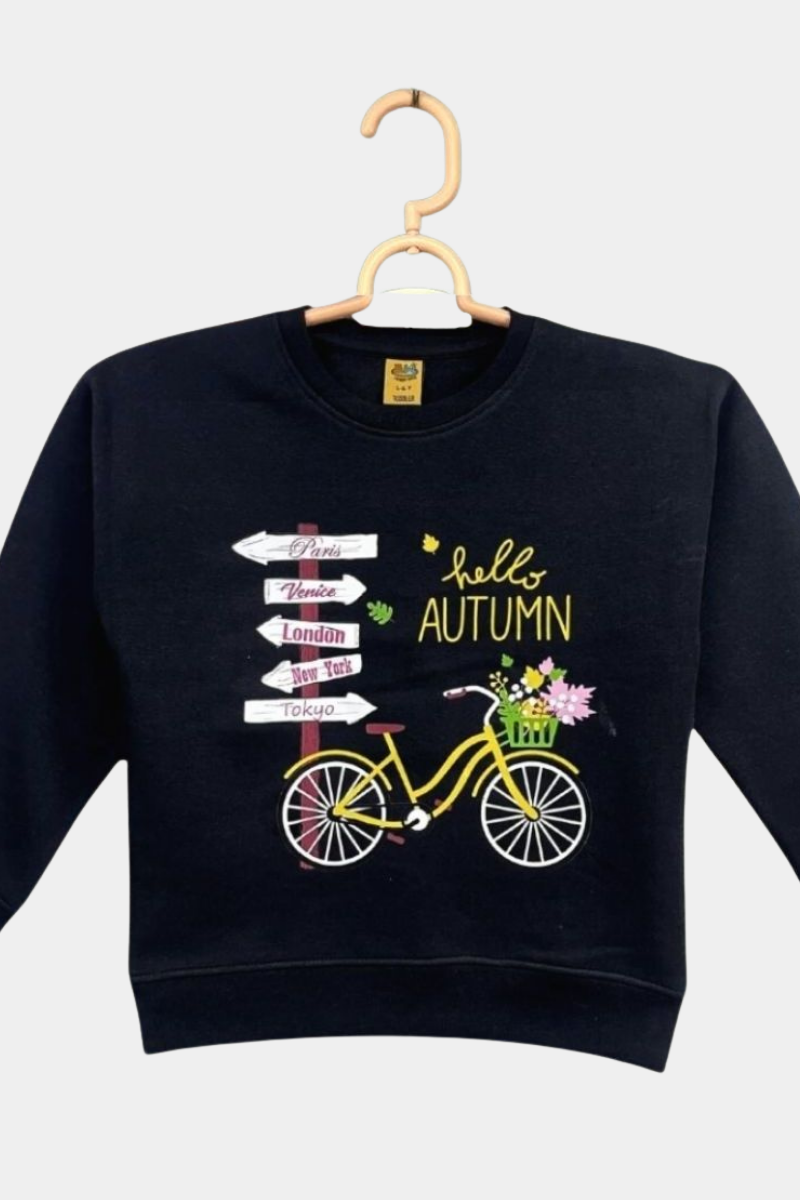 BOYS & GIRLS PRINTED FLEECE SWEATSHIRT - BLACK