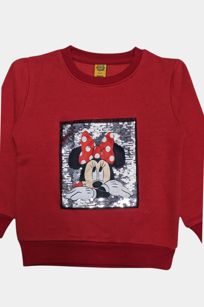 MINNIE FACE SEQUENCE SWEATSHIRT- RED