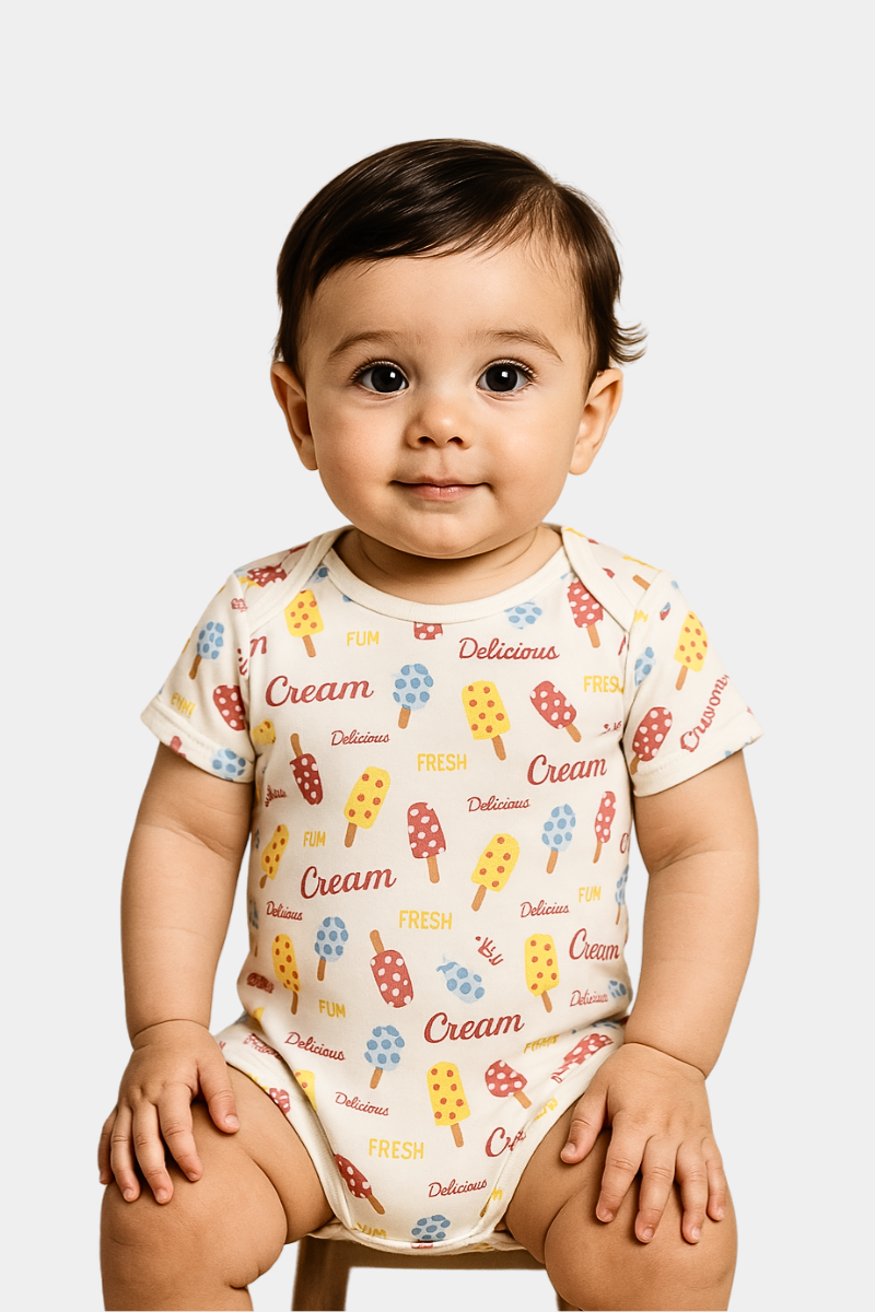 Ice Cream Print Baby Romper – Fun & Fresh Summer Style