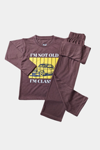 BOYS FULL SLEEVES LYCRA JERSEY 2 PIECE SUITE PRINTED - CHOCOLATY