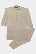 Toddler Boy's Casual Kurta Pajama Set - Stone Beige | Classic & Comfortable